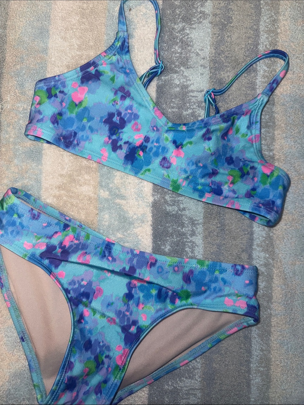 Girl's Floral Print Bikini Swim Set